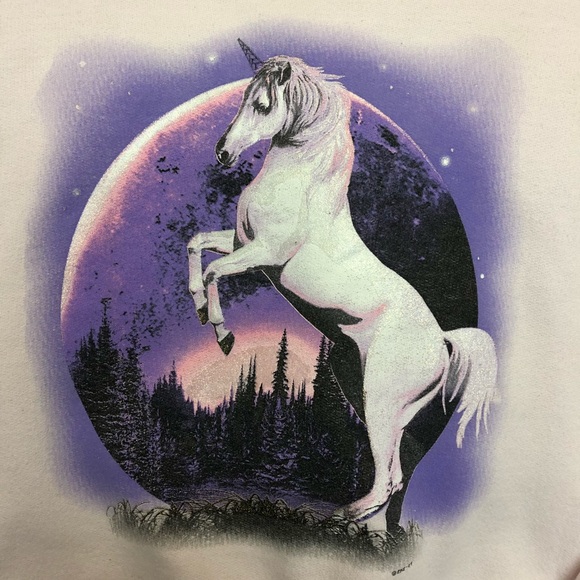 Vintage 🦄 unicorn sweatshirt pink large glitter